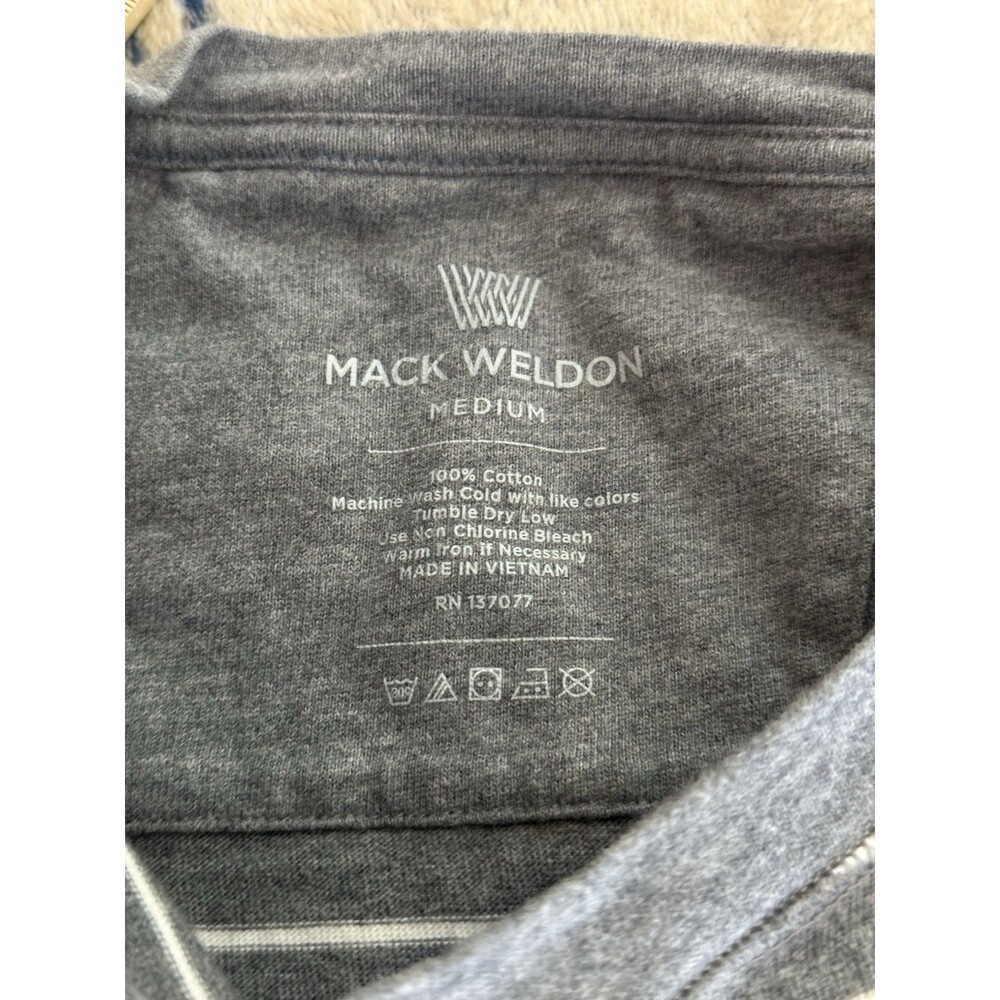 Mack Weldon Men's Medium Grey Striped Cotton Short Sleeve Crew Neck Pocket Tee - Picture 10 of 10